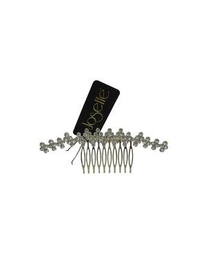 Josette Gold Tone Metal Side Hair Comb with white Crystal Rhinestones *New*
